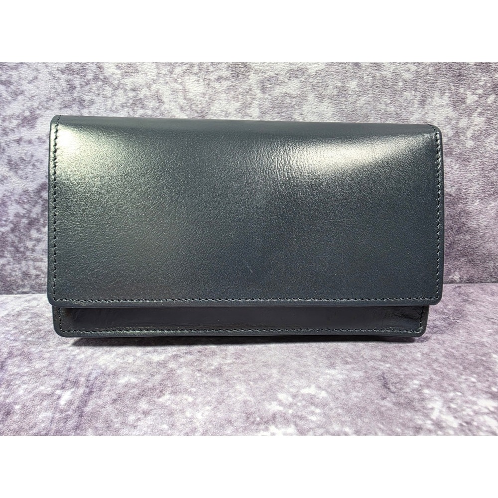 Genuine Leather Crossbody Wallet Bag Navy Blue Convertible Clutch New‎